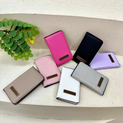 Women Long Wallet Textured PU Leather Minimalist Solid Color Multi Slot Card Holder Zipper Closure Waterproof Clutch Purse