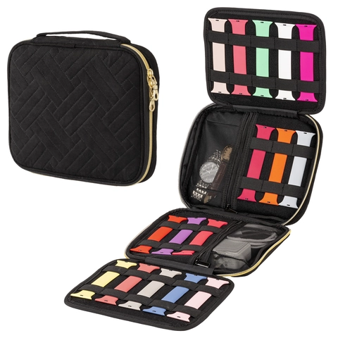 Gesteppte Nylon Mesh Horloge Band Organizer Case Multi Slot Electronica Accessoires Kabelbeheer Opbergtas Draagbare Horleandjes Reistas