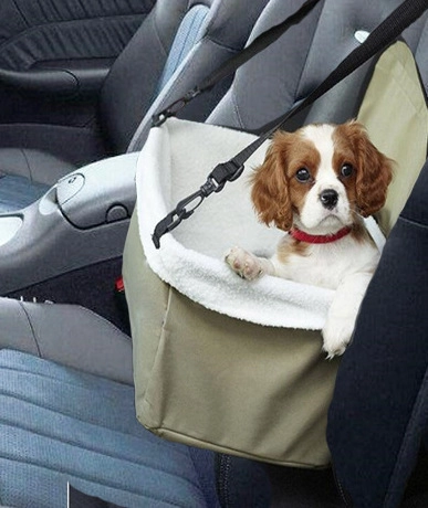 Pet Car Booster Seat Dog Travel Carrier Oxford Cloth Faux Fleece Hanging Breathable Safety Basket Portable Bag