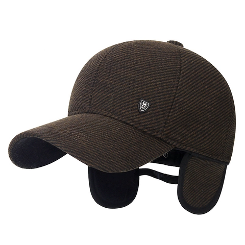 Herren Winter Baseballkappe Dicke Fleecegefütterte Twill Baumwolle Ohrenschutz Warm Verstellbare Winddichte Outdoor Sport Mütze