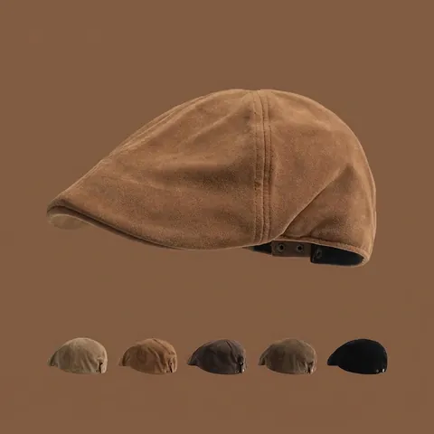 Coppola In Camoscio Vintage Regolabile Tinta Unita Retrò Newsboy Cap Per Uomo Donna Berretto Da Pittore