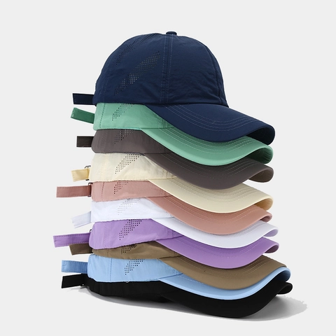 Quick Dry Baseball Cap Polyester Waterproof Laser Cut Breathable Outdoor Sports Unisex Adjustable Minimalist Hat