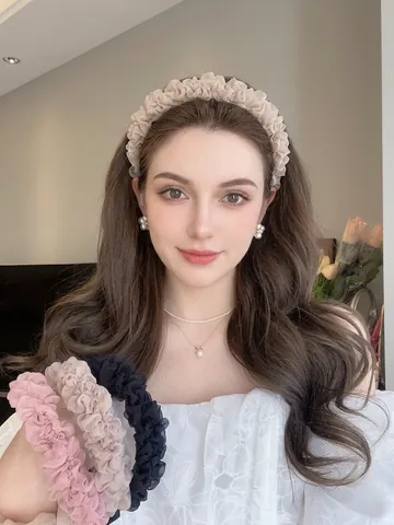 Diadema De Organza Fruncida Malla Plisada Gasa Aro Para El Pelo Elegante Color Sólido Estilo Hada Para Mujeres Niñas