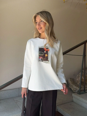 Dames T-Shirt Met Lange Mouwen Katoen Vintage Grafische Print Ronde Hals Oversized Drop Shoulder Retro Street Style Top