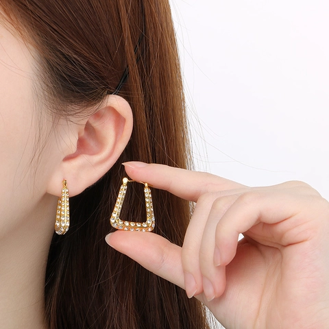 Pendientes De Aro Geométricos En Forma De U De Acero Inoxidable Chapado En Oro Joyería De Moda Para Mujer