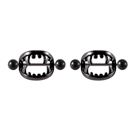 Vampire Fang Nipple Rings Stainless Steel Teeth Nipple Shields Punk Gothic Piercing Jewelry For Women Men