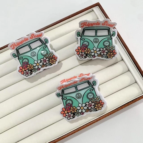 Molletta Per Capelli Autobus Retrò Acrilico Hippie Soul Lettera Fiore Stampa Vintage Van Design Stile Francese Accessorio Per Donne
