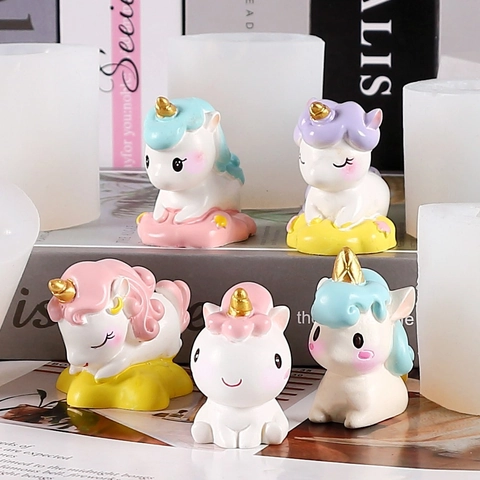 Unicorn Silicone Mold For Aromatherapy Candle Making DIY Desktop Ornament Plaster Epoxy Resin Crafting Flexible White