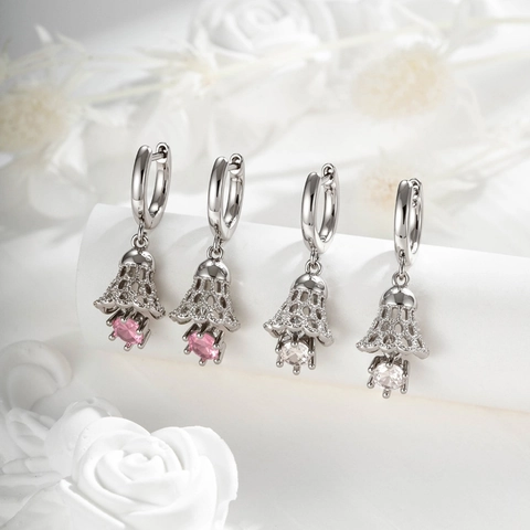 Boucles Oreilles Créoles Cartilage Pendentif Cloche Creuse Titane Acier Cuivre Zircon Bijoux Pour Femme