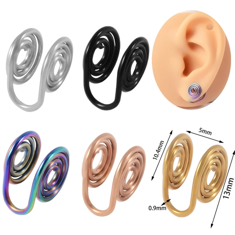 Stainless Steel Spiral Non Pierced Ear Clips Geometric Multi Layer Wrap Ear Bone Clips For Unisex Daily Fashion Jewelry