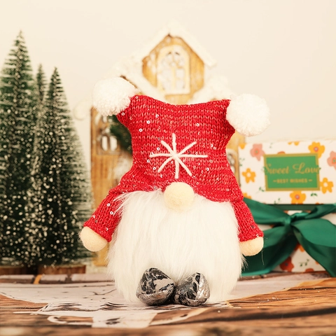 Christmas Gnome Glowing Led Plush Faceless Doll Knitted Sequin Hat Desktop Ornament Holiday Decor Gift