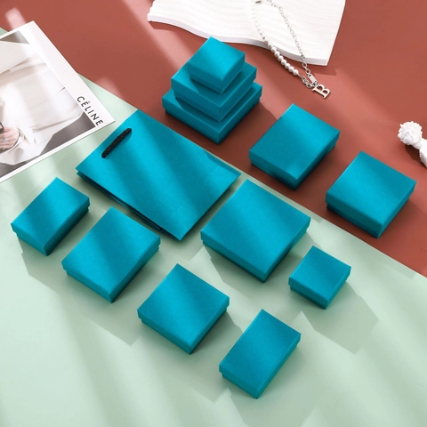 Jewelry Packaging Boxes Paper Cardboard Square Rectangle For Rings Necklaces Earrings Storage Solid Color Gift Display