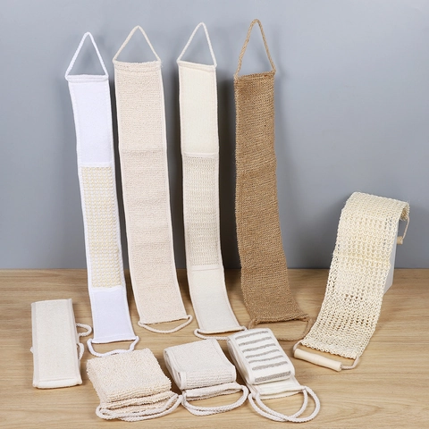 Exfoliating Bath Gloves Natural Sisal Jute Linen Body Scrubber Deep Clean Shower Back Scrubber Strap Skin Care Washcloth
