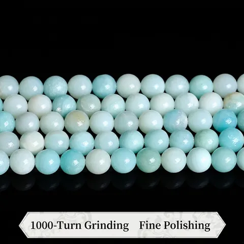 Natural Amazonite Beads Round Loose Gemstone Polished Matte Stone For DIY Jewelry Making Bracelet Necklace Accessories