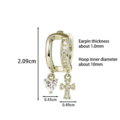 Pendientes De Aro Con Colgante De Corazón Y Cruz Vintage Cobre Color Café Oro Plata Circonita Joyas Colgantes Para Mujer