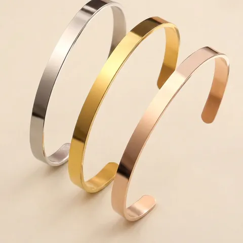 Minimalistische Manchetarmband Roestvrij Staal Gepolijst C-Vormige Open Armband Elegante Sieraden Voor Dames