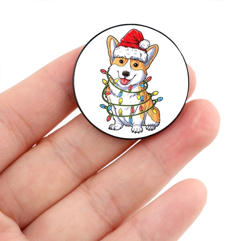Cute Cartoon Corgi Enamel Brooch Pin Printed Alloy Badge For Clothes Backpack Decorative Animal Jewelry Gift For Dog Lovers