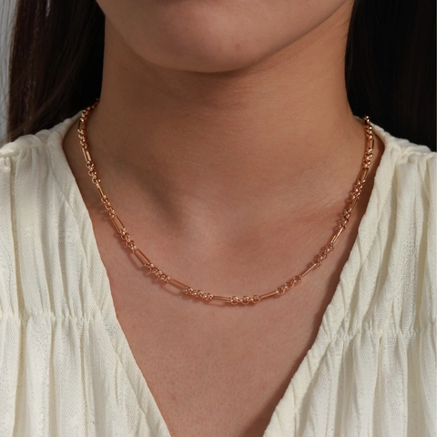 Collana A Catena Con Maglie Miste Stile Figaro Lega Di Rame Galvanizzata Gioielli Geometrici Minimalisti Da Donna