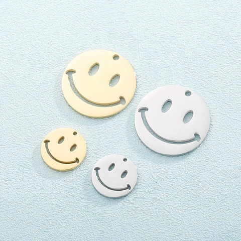 Pendentif Smiley En Acier Inoxydable Rond Ajouré Breloque Pour La Fabrication De Bijoux DIY Collier Bracelet Accessoire