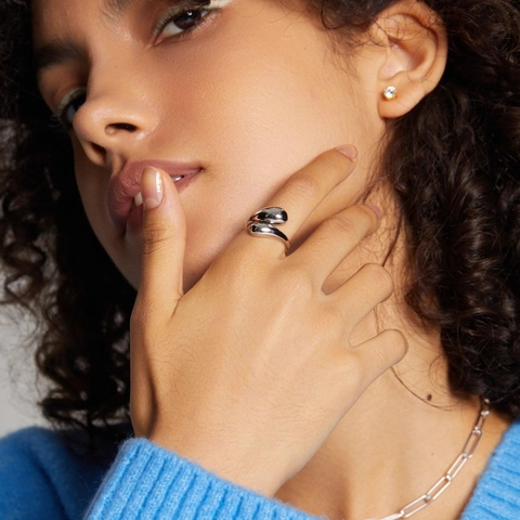 Anello Aperto Intrecciato A Goccia In Acciaio Inossidabile Placcato Oro 18K Gioielli Regolabili Minimalisti Semplici Per Donne