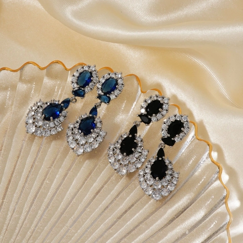 Orecchini Pendenti Vintage Goccia D'Acqua Rame Con Zirconi Colorati Strass Gioielli Di Moda Di Lusso Per Donne