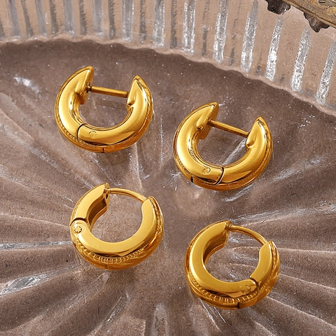 Minimalist 304 Stainless Steel Chunky Hoop Earrings For Women Gold Silver Electroplated Geometric Huggie Earrings Fashion Jewelry