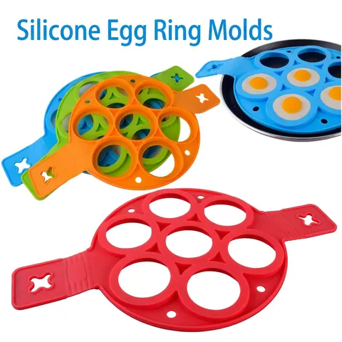 Stampo Per Uova E Pancake In Silicone Rotondo Multi Foro Resistente Al Calore Antiaderente Con Manici Strumento Da Cucina