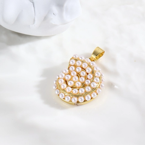 Herz Stern Muschel Ball Anhänger Mit Künstlichen Künstliche Perlen Kupfer 18K Vergoldet Elegante Schmuck Charms Für Ketten