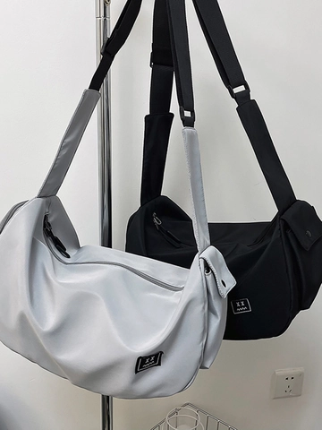 Large Capacity Waterproof Nylon Crossbody Bag For Gym Fitness Travel Messenger Hobo Half Moon Shoulder Adjustable Strap