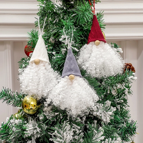 Adornos De Gnomos De Navidad Tela De Punto Piel Sintética Barba Larga Nariz De Madera Tomte Sueco Muñeca Sin Cara Decoración