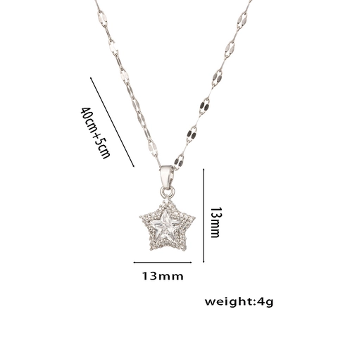 Stern Anhänger Halskette Edelstahl Mikro Eingelegt Zirkon Pentagramm Zierliche Schlüsselbein Kette Schmuck Für Damen