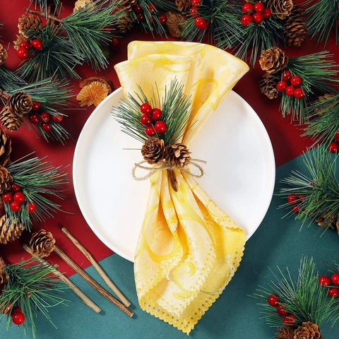 Artificial Christmas Pine Pick With Red Berries And Pine Cones For DIY Wreath Garland Holiday Party Decor Novelty