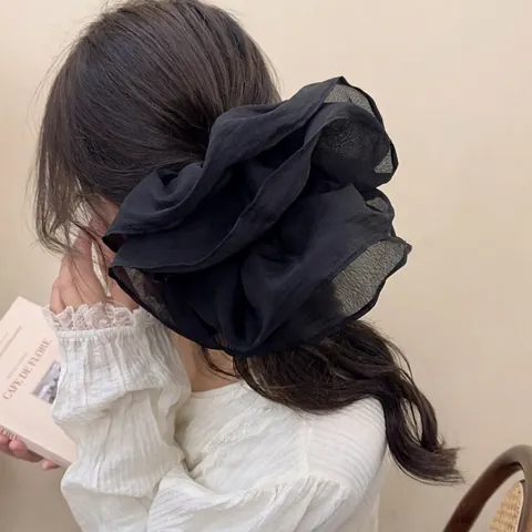 Coleteros De Malla Extragrandes Tela Gasa Plisado Doble Capa Soporte Coleta Estilo Francés Para Mujer