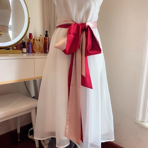 Cintura In Nastro Di Raso Da Donna Tinta Unita Extra Lunga Larga Fascia In Vita Per Decorazione Vestito Tessuto Morbido Setoso