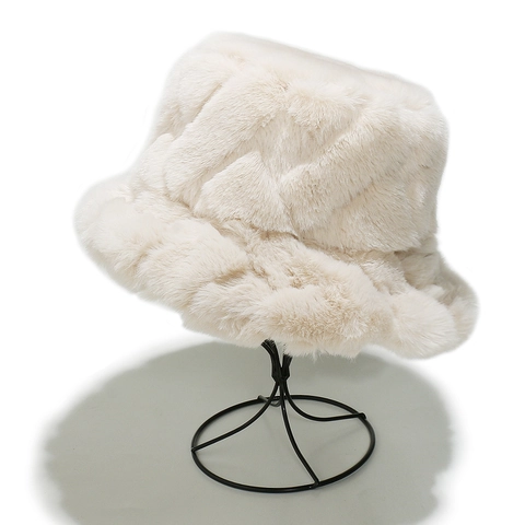 Gorro De Pescador Piel De Conejo Sintética Felpa Cálido Invierno Cortavientos Cuadros Patrón Geométrico Mujer Moda