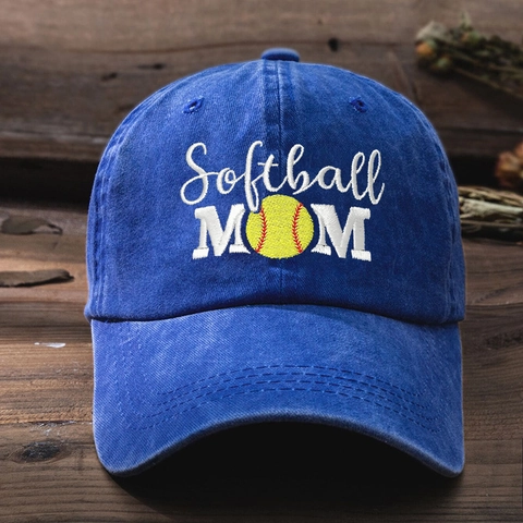 Casquette De Baseball En Coton Lavé Softball Mom Brodée Ajustable Sportive Rétro Protection Solaire Extérieur Femmes