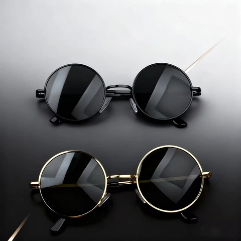 Lunettes De Soleil Rondes Rétro Monture En Métal Protection UV400 Style Hippie Vintage Pour Hommes Femmes Enfants