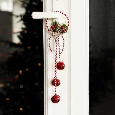 Kerst Hangende Klokken Ornamenten Metaal Met Kunstmatige Dennennaalden Bessen Strik Rustieke Decoratie