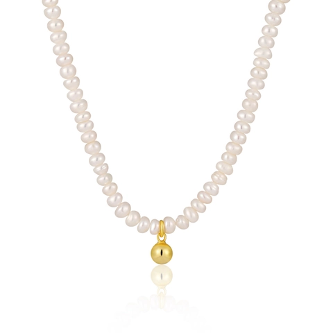 Collier en Argent Sterling 925 Perles d'Eau Douce pour Femmes Pendentif Boule Minimaliste Choker Élégant Style Ins Bijoux