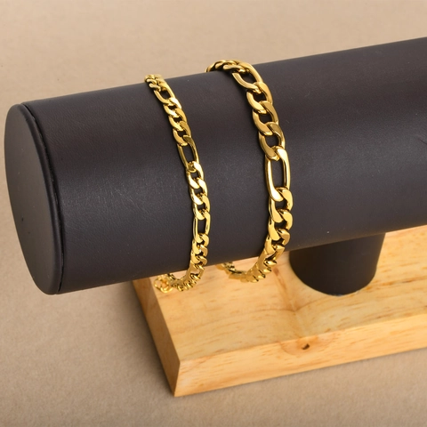 Pulsera De Cadena Figaro De Acero Inoxidable Ajustable Joyería Minimalista Pulida Para Mujer