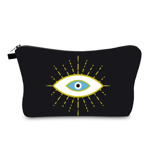 Trousse de Maquillage en Polyester Motif Mauvais Œil Imperméable Organisateur de Cosmétiques de Voyage Portable pour Femmes