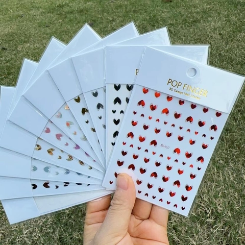 Adesivi Per Unghie Cuore 3D Metallici Olografici Decalcomanie Amore Per San Valentino Manicure Fai Da Te Donna