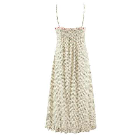 Damen Baumwolle Midi Slipkleid Mit Blumenmuster Schleife Rüschensaum Süßes Cottagecore Kleid Hoch Tailliert