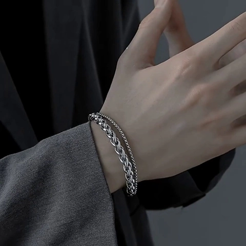 Double Layer Titanium Steel Keel Bracelet For Men Women Minimalist Industrial Style Stainless Steel Hand Chain Jewelry