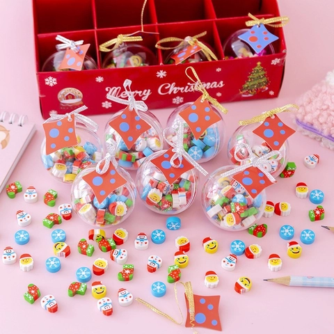 Mini Gomme Forme Cartone Animato Natale Spazio In Ornamenti Palla Trasparente Per Bambini Studenti Premi Classe Cancelleria