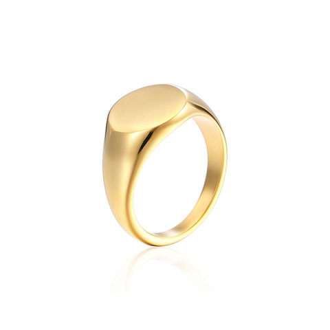 Anillo De Sello Acero Inoxidable Pulido Minimalista Ovalado Plano Geométrico Joyería De Declaración Para Hombres