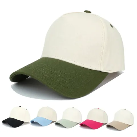 Baseball Cap Contrast Color Cotton Curved Brim Adjustable Sun Protection Outdoor Sport Hat For Men Women