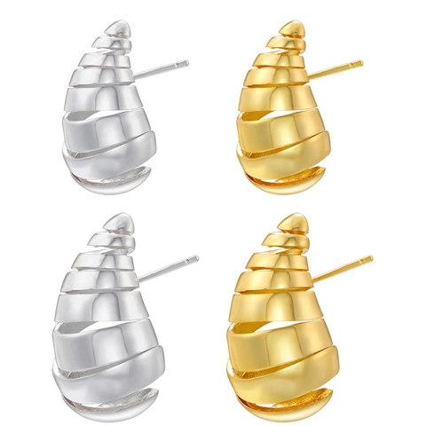 Spiral Stud Earrings 18K Gold Plated Brass Geometric Hollow Waterdrop Croissant Style Minimalist Jewelry For Women