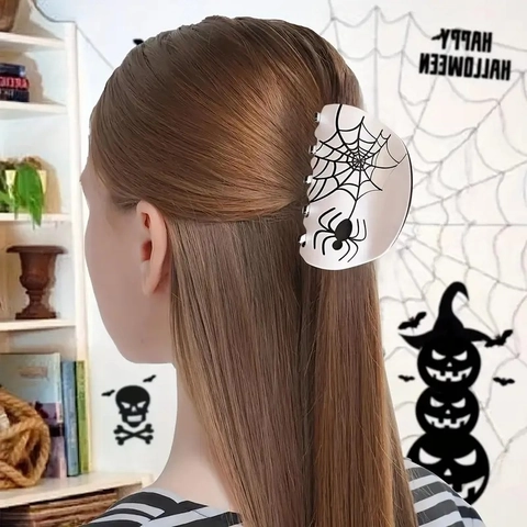 Molletta Per Capelli Ragnatela Halloween Acetato Fermaglio Squalo Gotico Accessorio Per Capelli Donna Ragazza Festiva