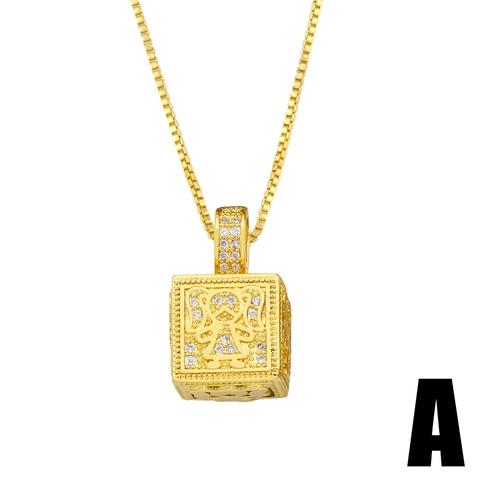 Cubic Zirconia Cube Pendant Necklace Copper Box Chain Hip Hop Jewelry Butterfly Heart Boy Girl Crown Ins Style